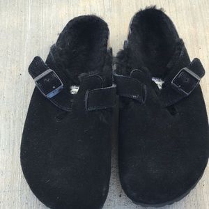 Birkenstock Black Shearling leather Sandals